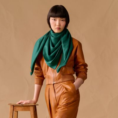 エルメス HERMES カレ 115 クレ ベージュ カシミア 綿
